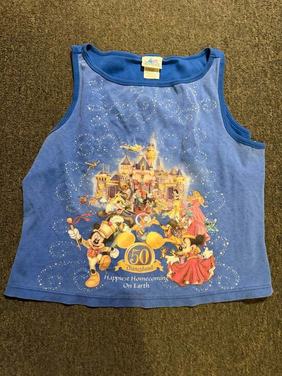 Disneyland Anniversary 50 HAPPIEST HOMECOMING ON EARTH Blue Tank Top Wm's L NWT - Picture 6 of 6